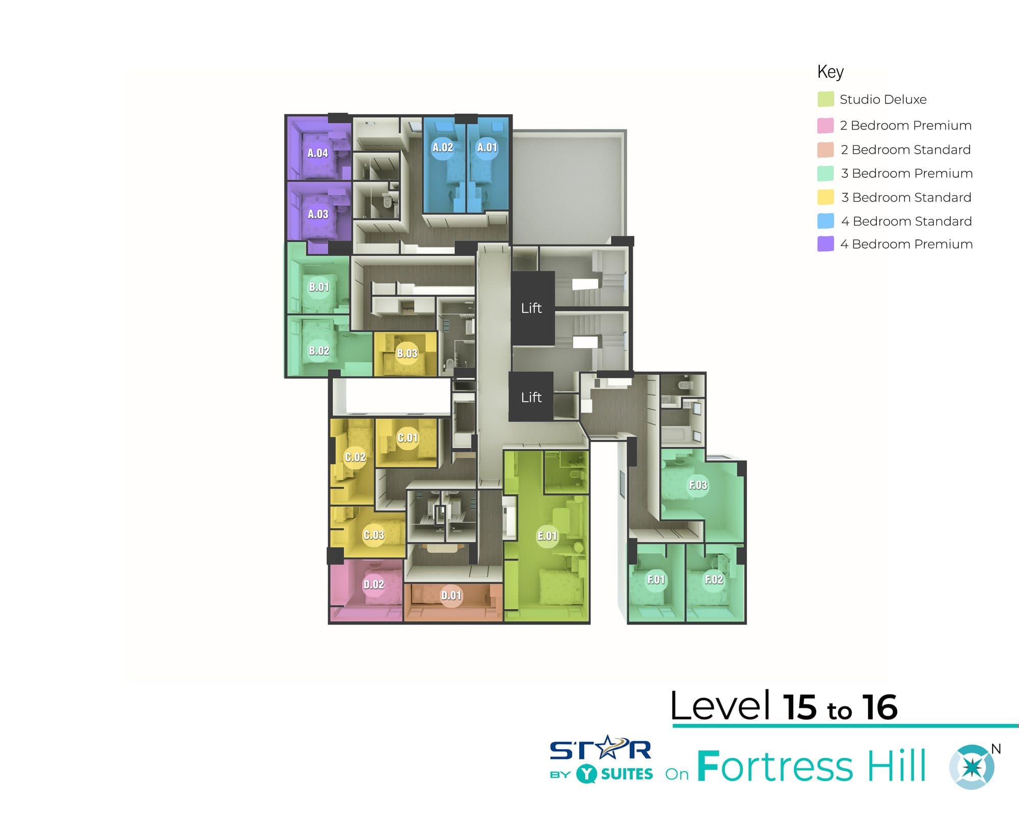 Levels 15–16 floor plan