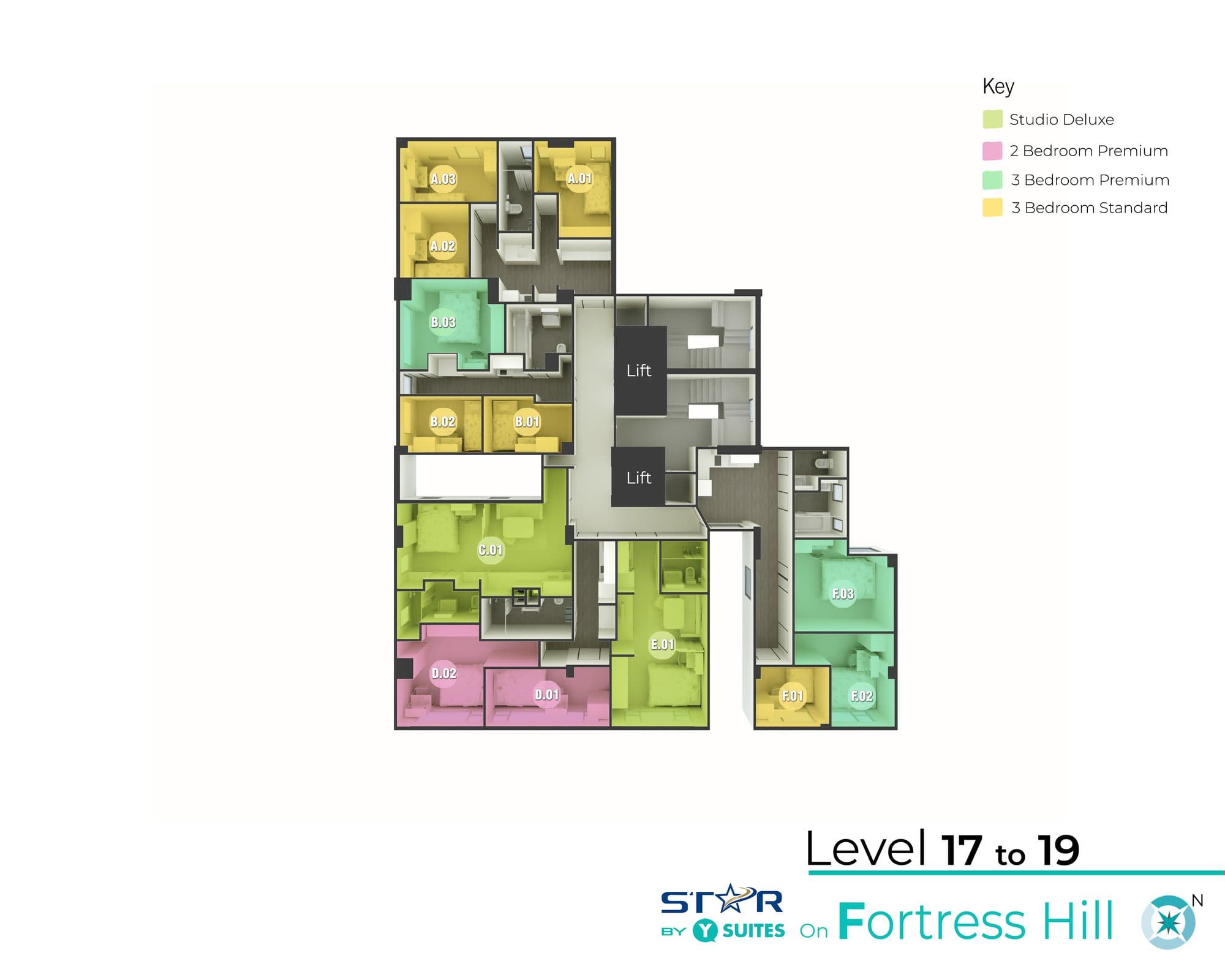 Levels 17–19 floor plan