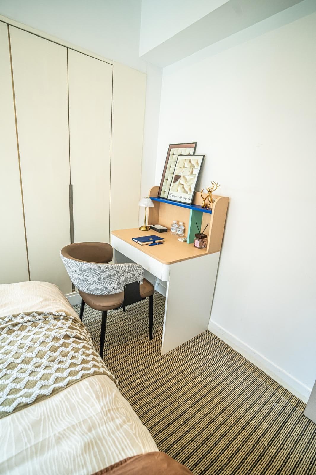Desk and wardrobe